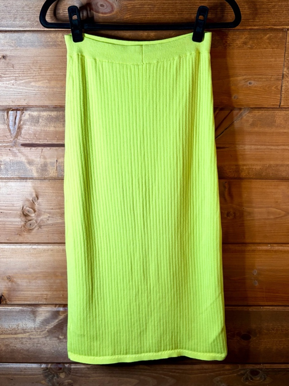 Free People Neon Lime Ribbed Midi Skirt Medium - Picture 3 of 5